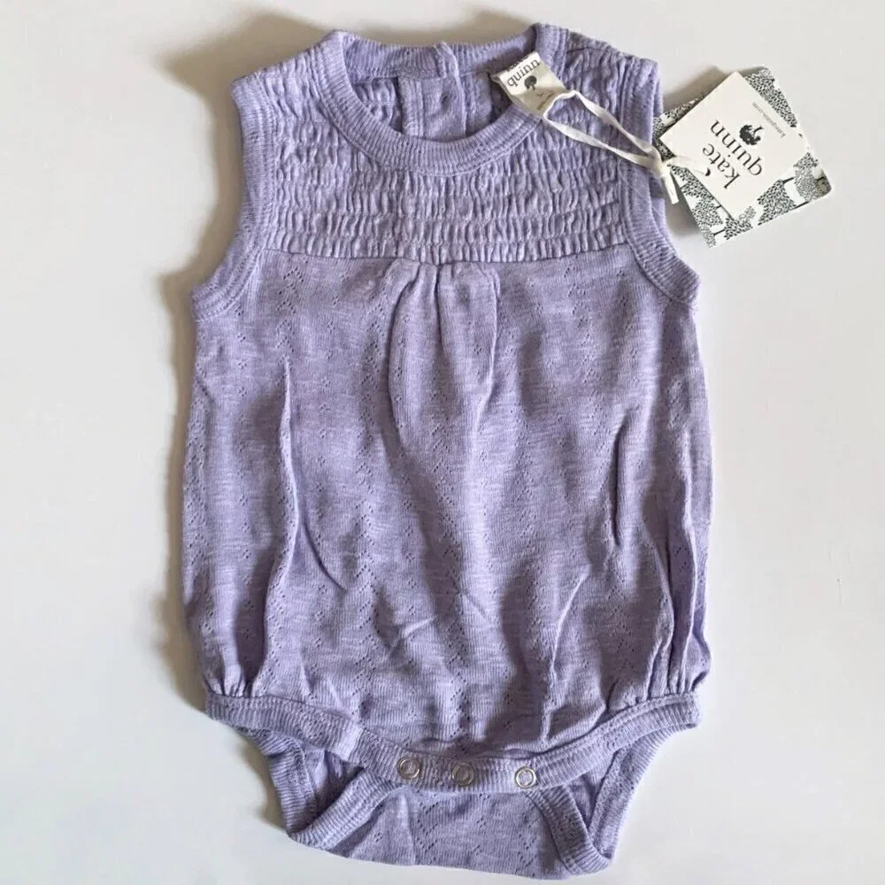 Kate Quinn Organics Pointelle Smocked Bodysuit 3-6 Months